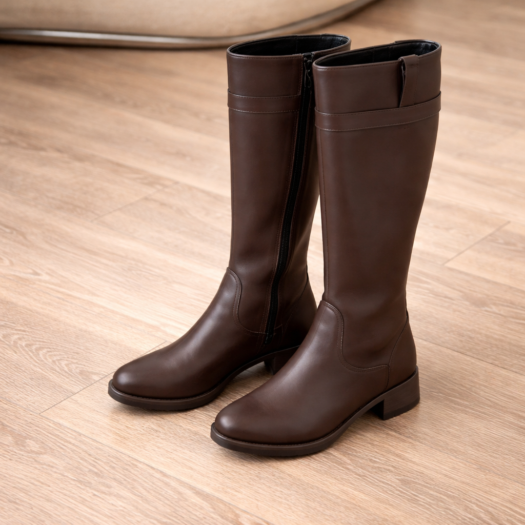 LÉORA Sofia — Botte haute en cuir marron