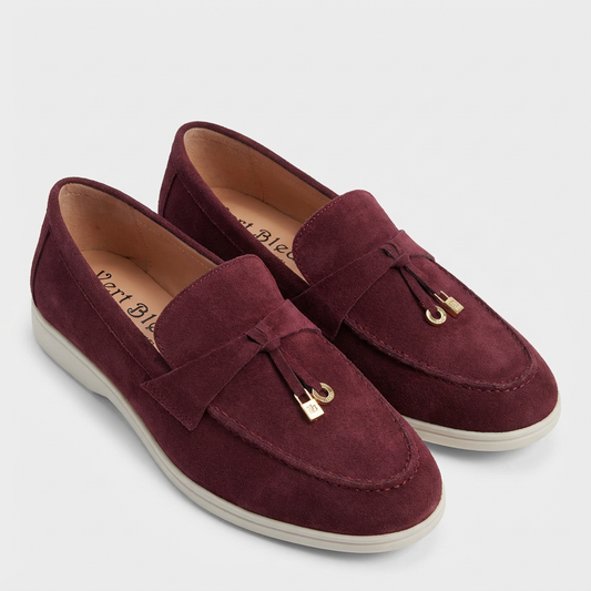 LÉORA Camille — Mocassin en daim bordeaux